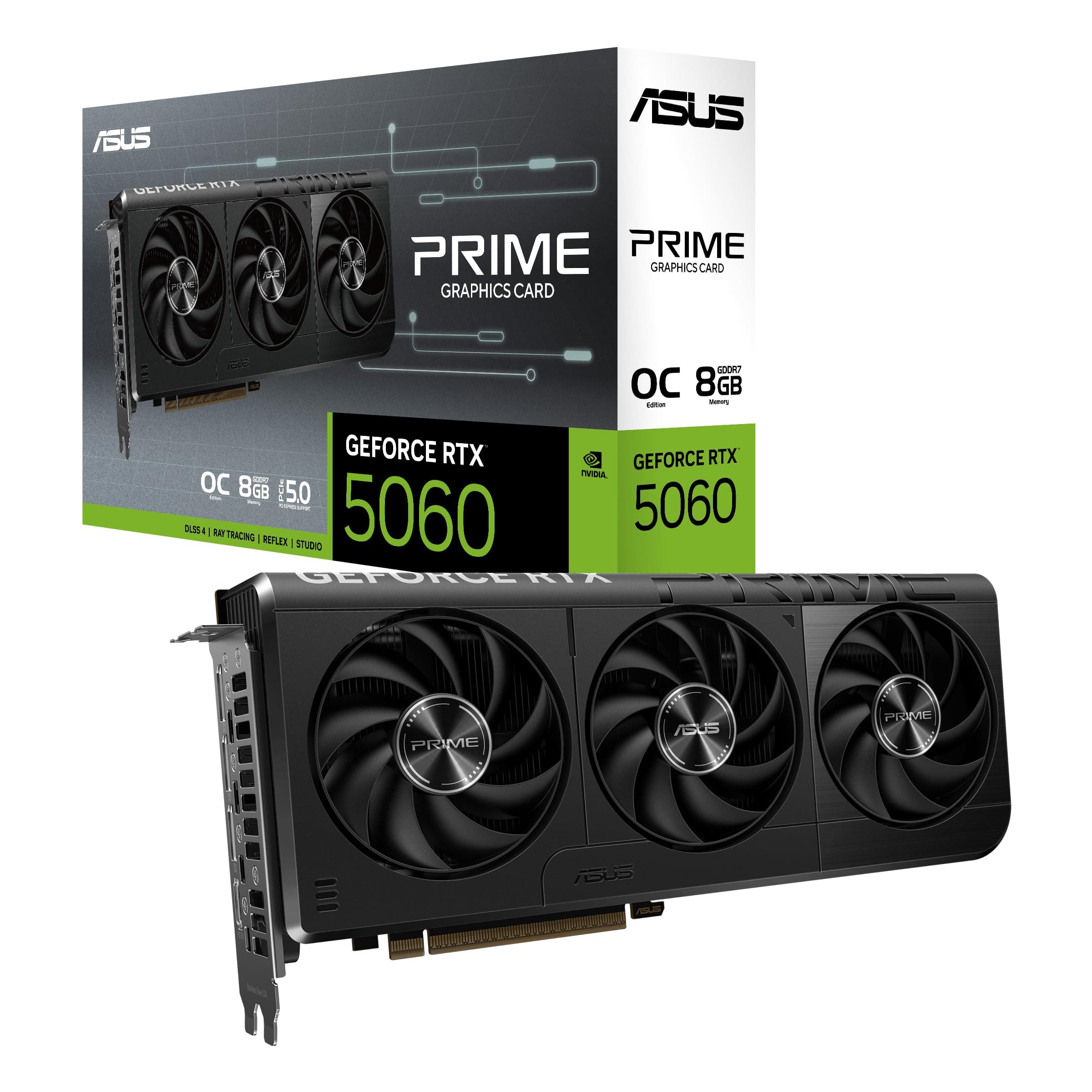 ASUS Prime GeForce RTX 5060 8GB GDDR7 OC Edition Gaming Graphics Card | PCIe 5.0, HDMI/DP 2.1, 2.5-slot, Axial-tech Fans, ...
