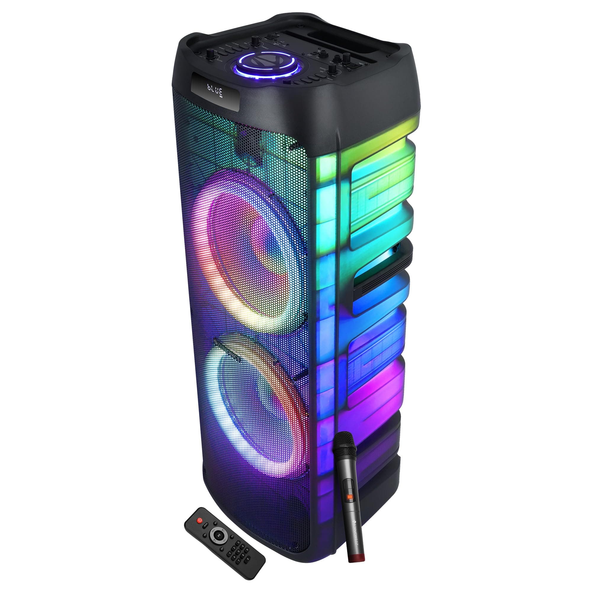 ZEBRONICS 240W Party Trolley DJ Speaker, 11h Playback, Wireless UHF Mic, Karaoke & Recording, Dual 30.48cm High-Fidelity Drivers, TWS, 6.3mm Mic & Gui...
