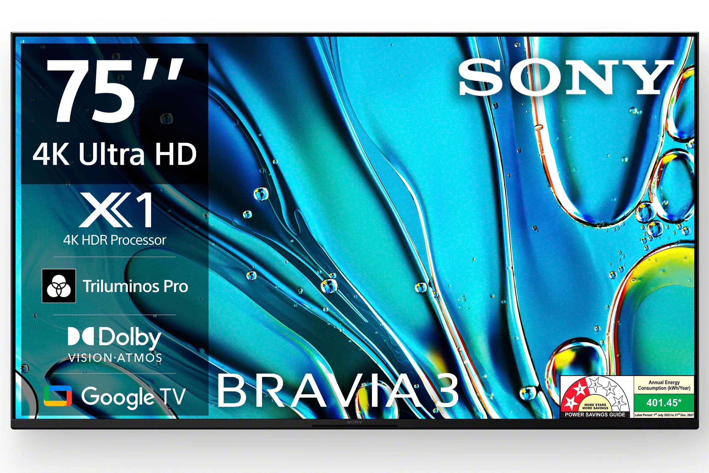 Sony BRAVIA 3 Series 189 cm (75 inches) 4K Ultra HD AI Smart LED Google TV K-75S30 (Black)