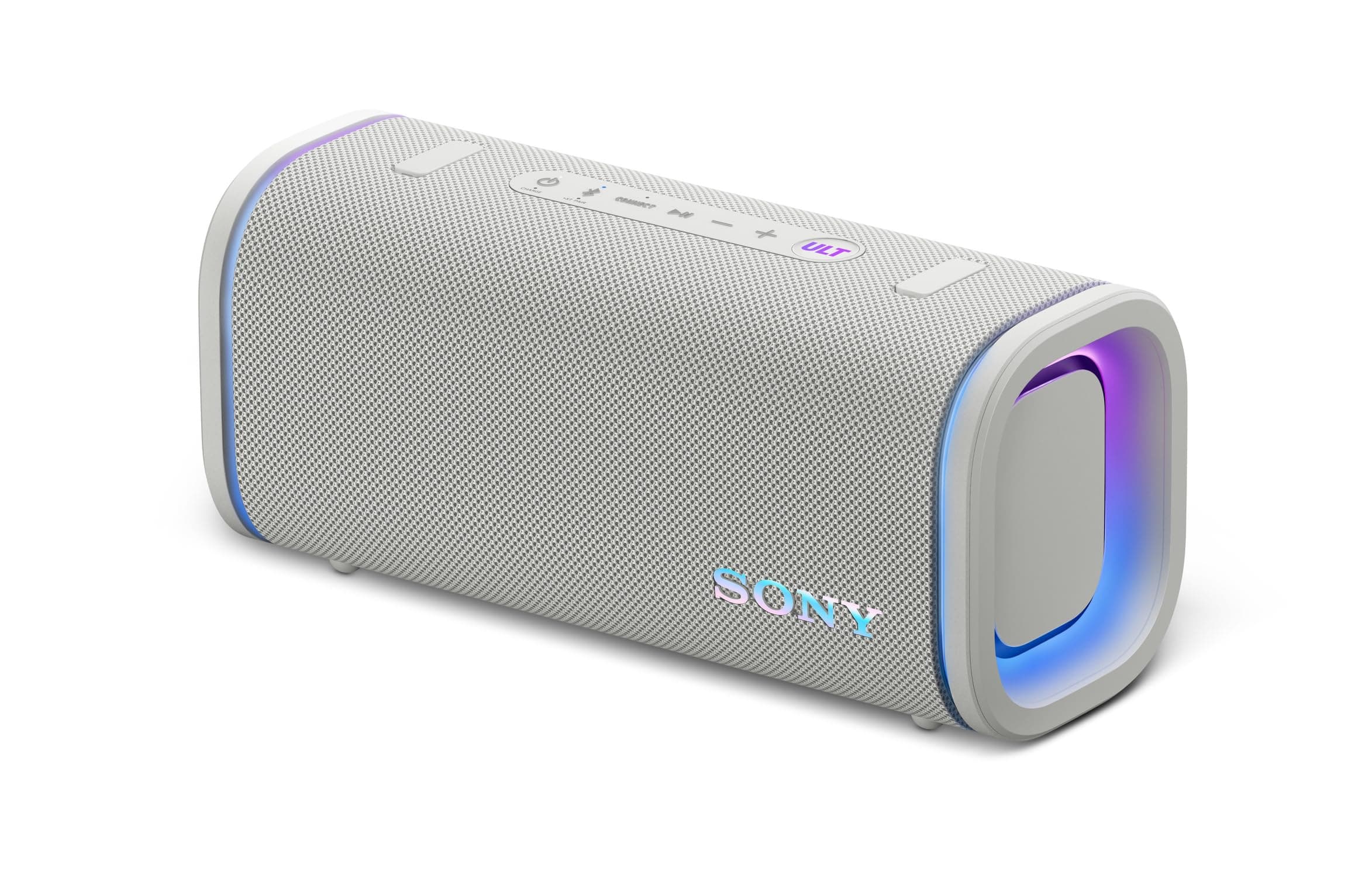 Sony New Launch ULT Field 5 Bluetooth Wireless Speaker with Massive Bass|360° Party Light|25hrs Playtime|IP67|Shoulder Strap|Quick Charge|Built in Powerbank|Party Connect(SRS-ULT50)-White