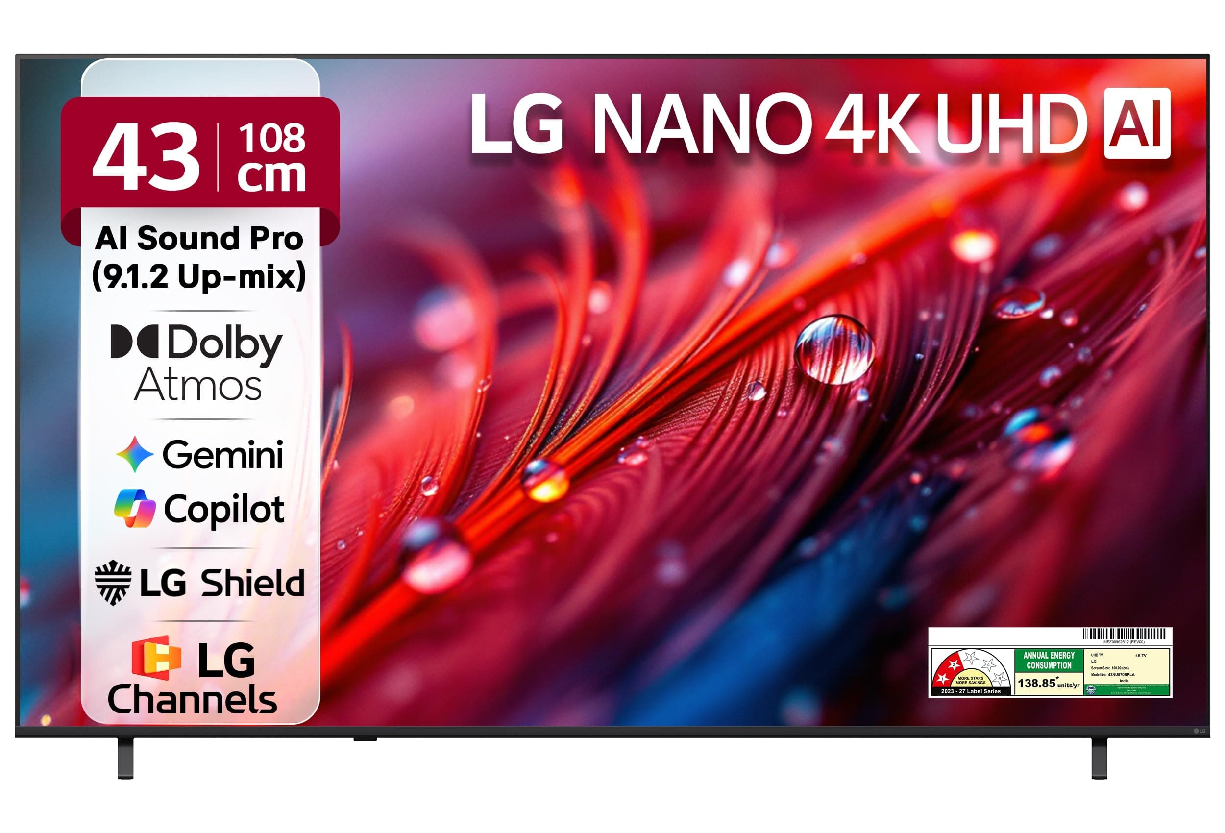 LG 108 cms (43 inches) NU87 AI Series 4K Ultra HD Smart webOS VA LED TV 43NU870BPLA