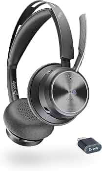 Poly (Plantronics) Voyager Focus 2 Wireless Headset, On-ear w/noise-canceling mic, ANC, 175 g, PC via BT700 Bluetooth adapter/Smartphone via Bluetooth...