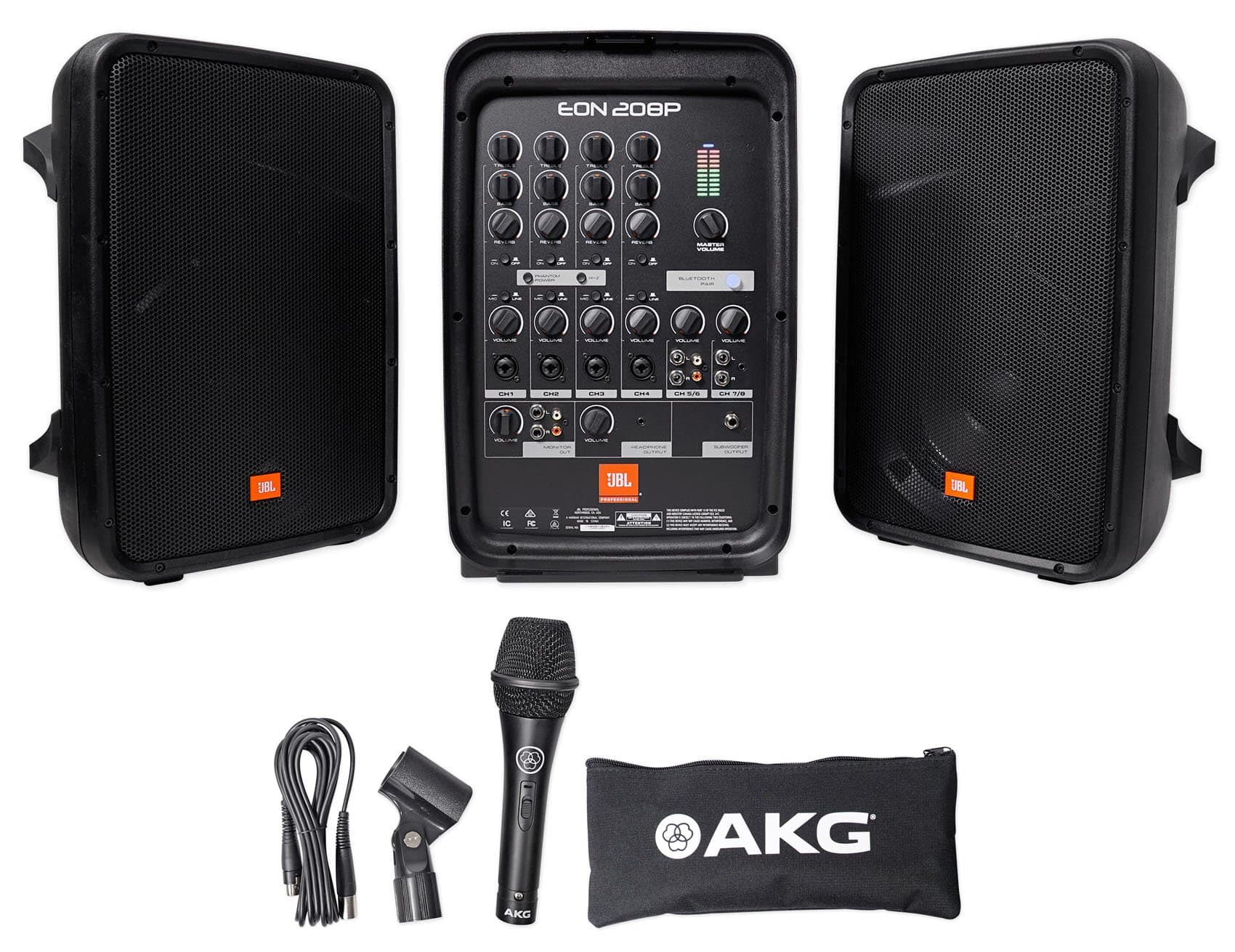 JBL EON208P 8-inch 2-Way Portable PA System, Black