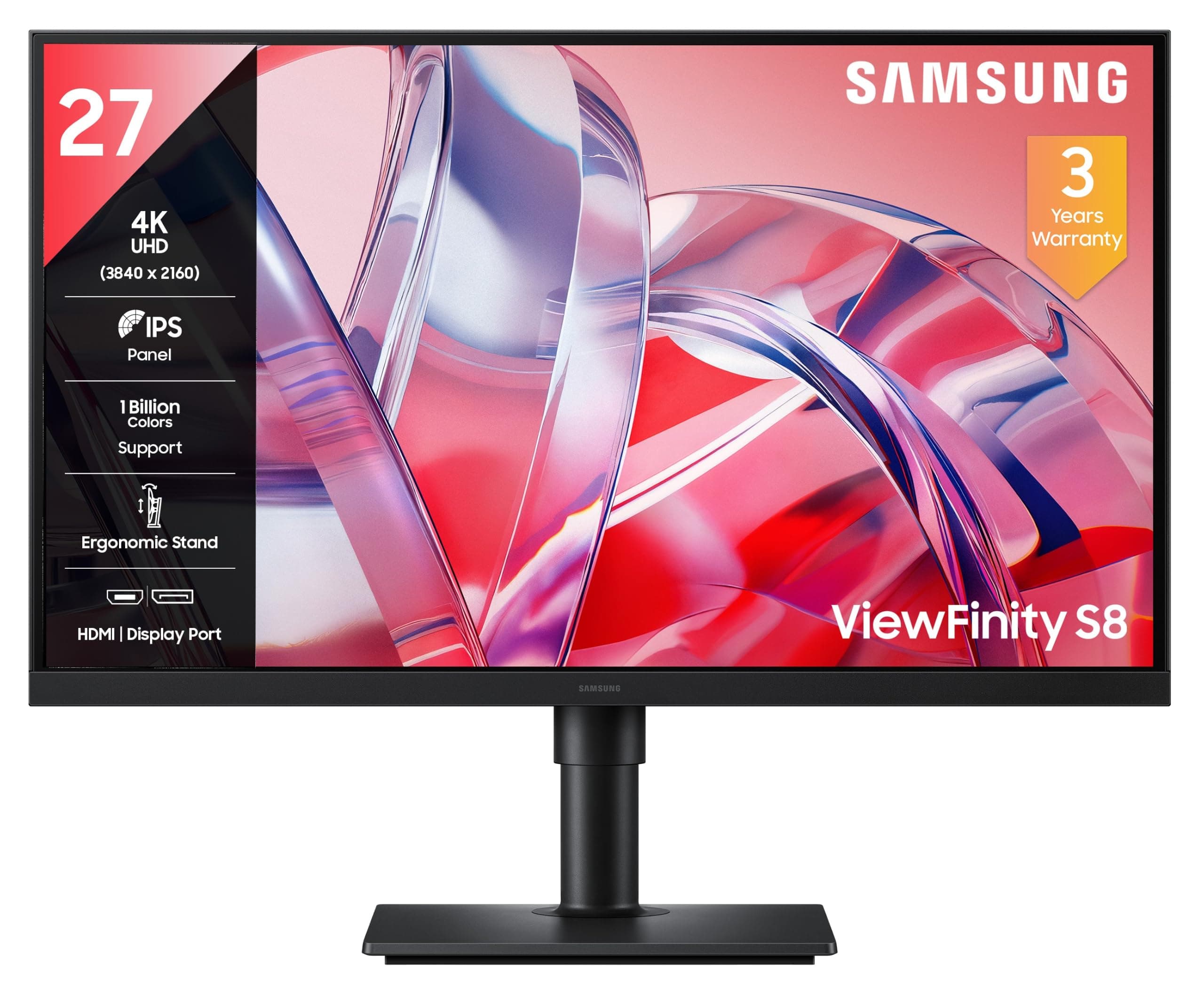 Samsung 27" 4K ViewFinity S8 Monitor| IPS | 4K 3840 x 2160 |350nits| 1.07 Billion Colors| SRGB 99% | PIP | PBP | HDR10 |Display Port| HDMI Port | Mult...