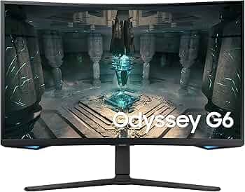 Samsung 32-inch(80cm) Odyssey G6 Gaming, 2K QHD, 240Hz, 1ms GTG, 1000R Curved Monitor, Height Adjustable, Pivot, Smart TV Apps, HDR600, AMD FreeSync P...