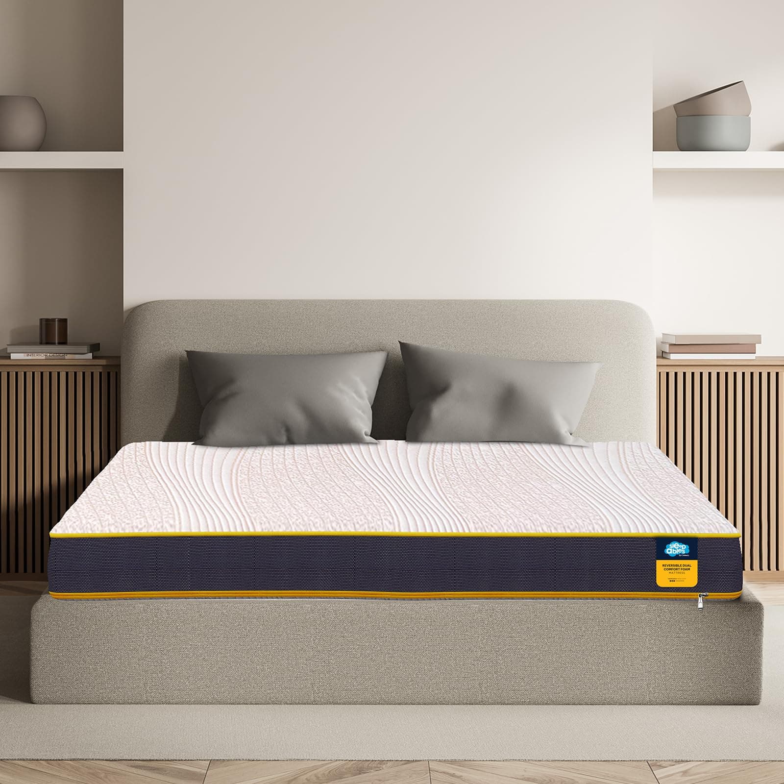 Centuary Mattresses Sleepables 5-Inch Double Size Dual Comfort Hard and Soft Reversible Roll Pack High Resilience (HR) Foam Mattress (72x48x5)