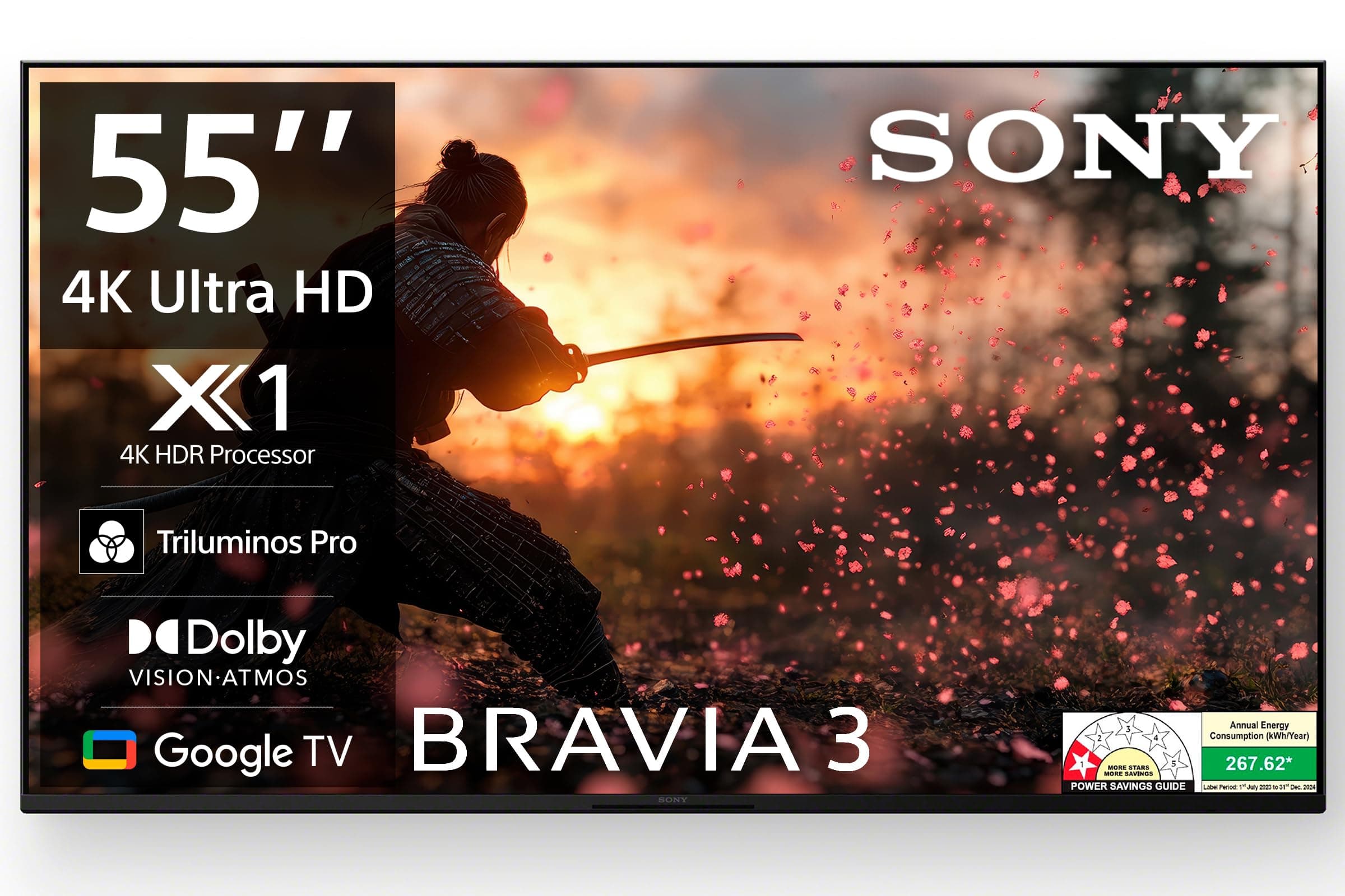 Sony BRAVIA 3 Series 139 cm (55 inches) 4K Ultra HD Smart LED Google TV K-55S30B (Black)