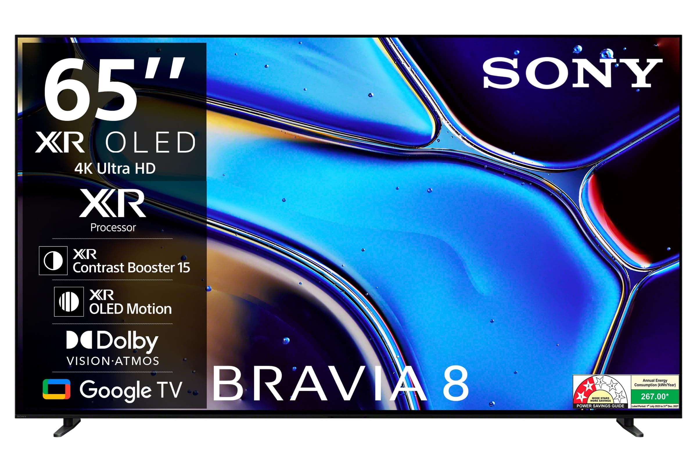 Sony BRAVIA 8 Series 164 cm (65 inches) 4K Ultra HD AI Smart OLED Google TV K-65XR80 (Black)