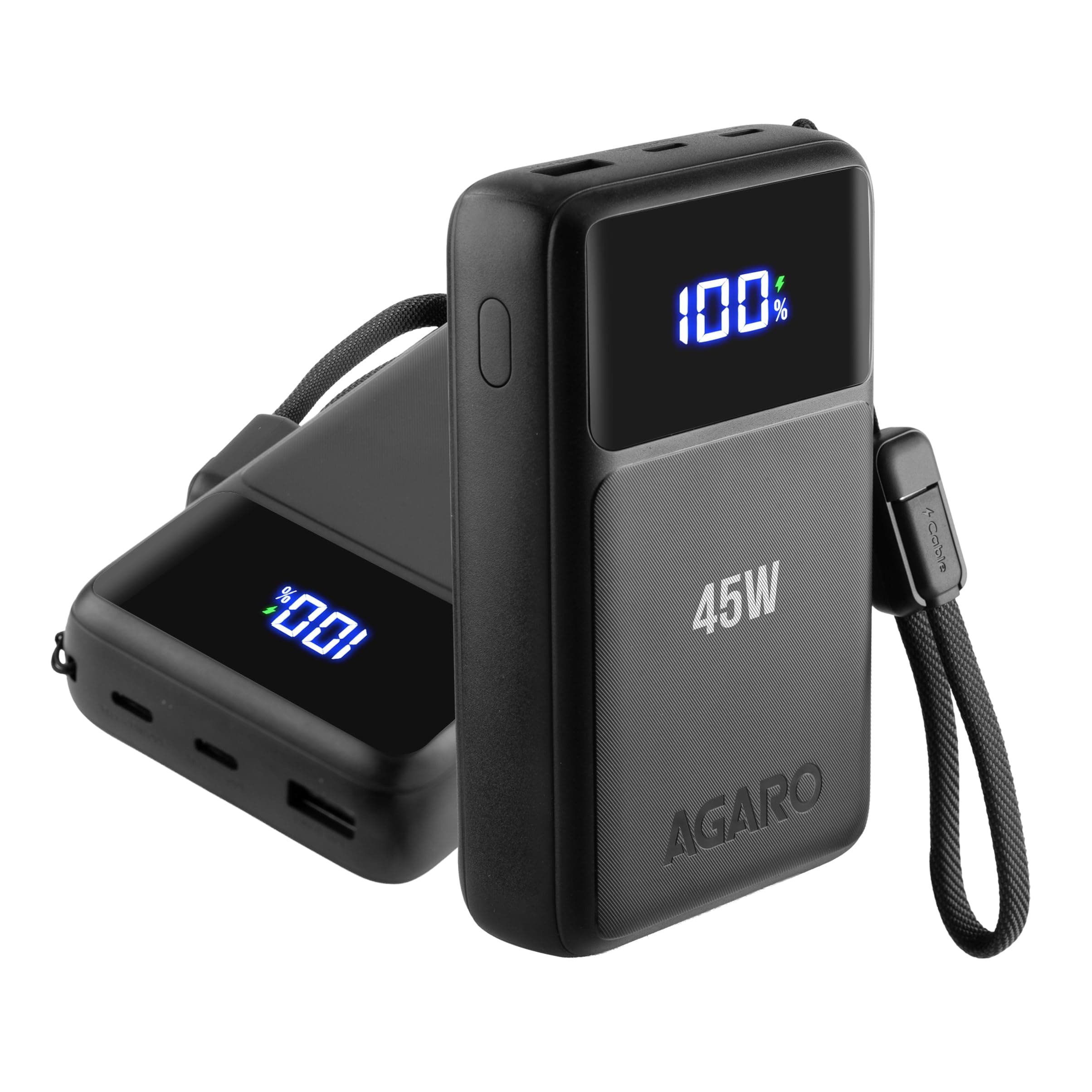 AGARO Spark 20000 mAh Compact Power Bank, 45W PD & 22.5W QC Output for Smartphones, Portable, USB A & PD Output, USB C Input, Superfast Charge Technol...
