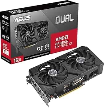 ASUS Dual Radeon RX 7600 XT OC Edition 16GB GDDR6 (AMD RDNA 3, PCIe 4.0, HDMI 2.1, DisplayPort 2.1, Axial-tech Fan Design, 0dB Technology, Dual BIOS, ...