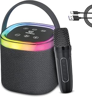 Wembley Karaoke Speaker with Wireless Mic | 5 Voice Modes Mic with Portable Bluetooth Speaker | Splashproof Long Playtime ...