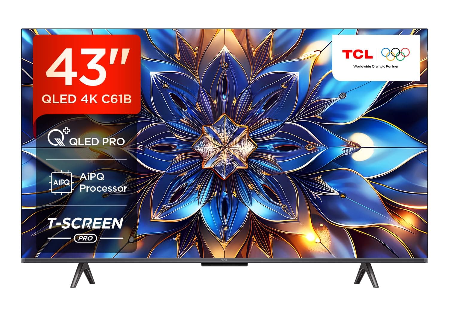 TCL 108 cm (43 inches) 4K Ultra HD Smart QLED Google TV 43C61B (Black)