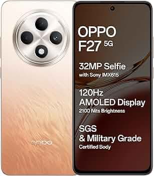 OPPO F27 5G (Amber Orange, 8GB RAM, 128GB Storage) | 6.67" FHD+ AMOLED Display|32MP Sony IMX615 Selfie Camera |AI Portrait Expert| 45W SUPERVOOC| with...