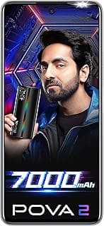 (Renewed) TECNO POVA 2 (Polar Silver, 4GB RAM, 64GB Storage)| 7000mAh Battery | 48MP Camera | Helio G85