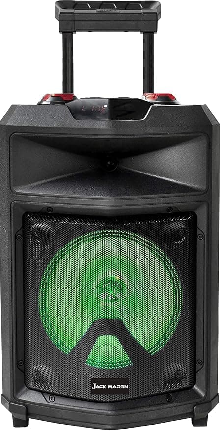 Jack Martin XBS 12 Outdoor Bluetooth Trolley/Party Speaker with USB/FM/SD Card/Karaoke Speaker,2 Wireless Mic & Guitar Input with Recording Feature Bl