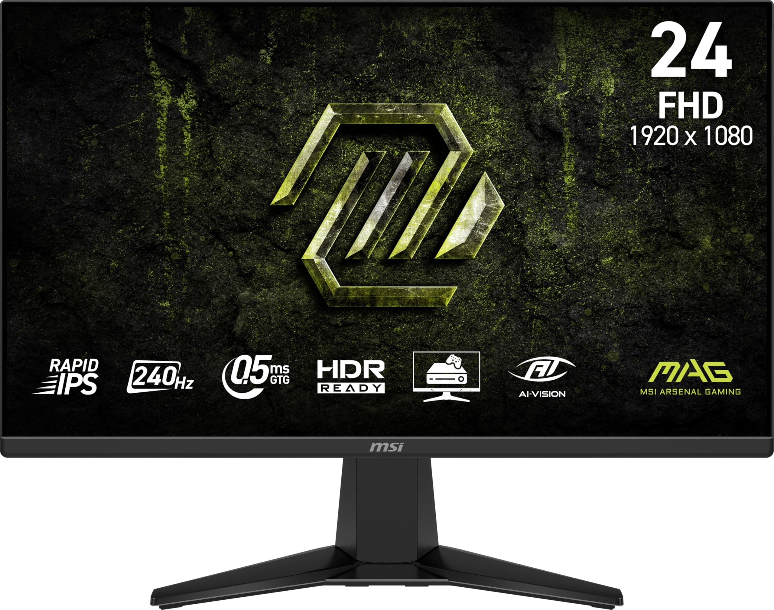 MSI MAG 245F X24 Gaming Monitor 24" 1920 x 1080 (FHD), 240 Hz, FreeSync Premium, HDR Compatible, HDMI, VGA Port, VESA Mount, Tilt, 4 Sides Thin Frame ...
