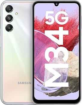 Samsung Galaxy M34 5G (Prism Silver,8GB,256GB)|120Hz sAMOLED Display|50MP Triple No Shake Cam|6000 mAh Battery|4 Gen OS Upgrade & 5 Year Security Upda...