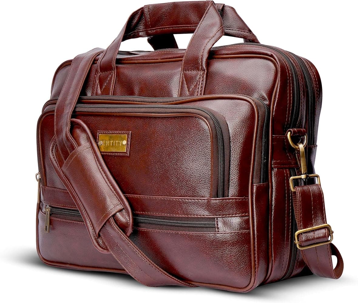 Entity Divine Vegan Leather Laptop Office Messenger Bag For Men, Side Leather Shoulder Laptop Business Handbag Bags for Men For 16 inch laptop with tw...