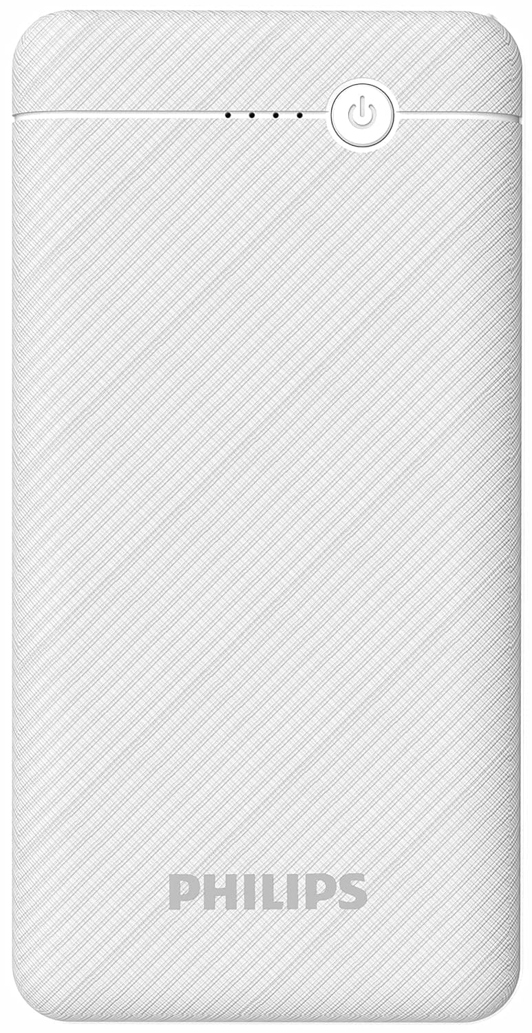 Philips DLP1710CW Fast Charging 10W Power Bank 10000mAh with Lithium Polymer Battery White (Dual USB Output Port, with Micro USB and Type c Input) Pow
