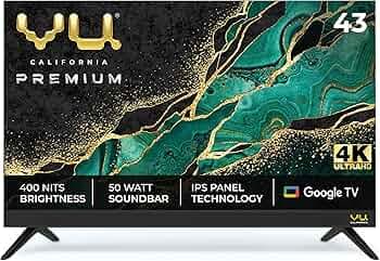 Vu 108 cm (43 inches) Premium Series 4K Ultra HD Smart LED Google TV 43CA (Black)