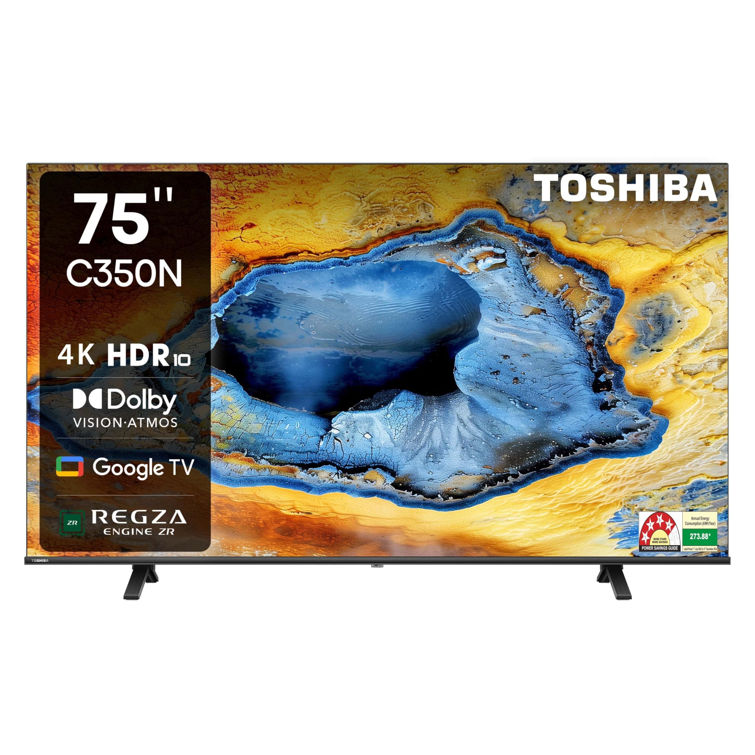 TOSHIBA 189 cm (75 inches) C350NP Series 4K Ultra HD Smart LED Google TV (Black)