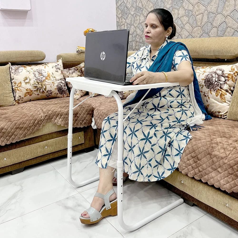 Amazon Brand - Arovemic Black Table Mate Multipurpose Table and Height Adjustable Laptop & Utility Table for Laptop and Multiple Usage Like Study Table -Bed Table Mat-858