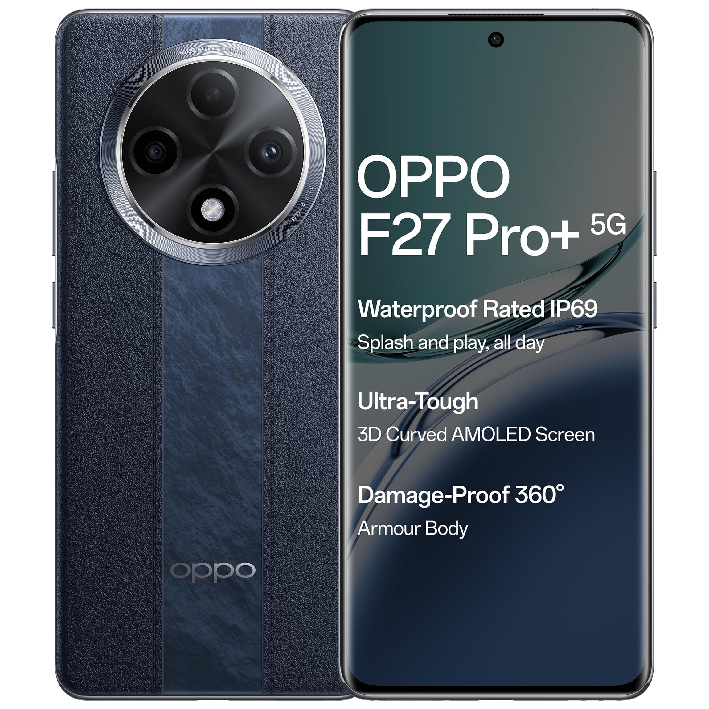 OPPO F27 Pro+ 5G (Midnight Navy, 8GB RAM, 256GB Storage) | 6.7" FHD+ AMOLED Toughest 3D Curved Display|64MP AI Featured Camera|IP69 | 67W SUPERVOOC| w...