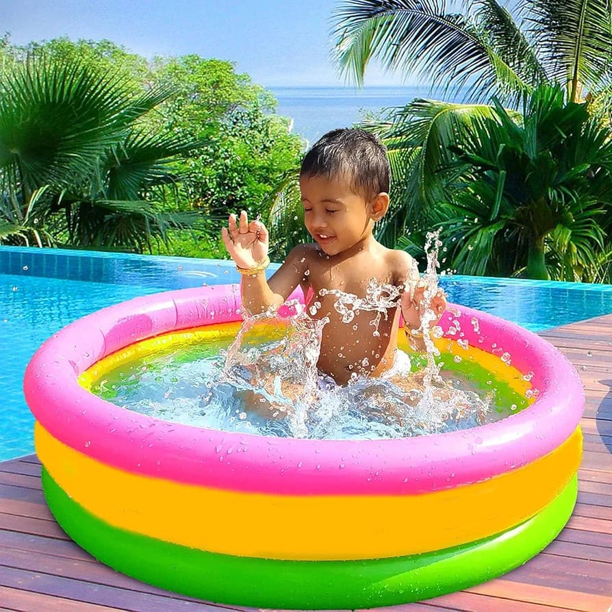 Glan 3 Layer Summer Special 2feet Inflatable Kid Swimming Pool, Bath Tub, Water Pool for Kids (Multicolor)