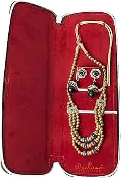 Box Queen Red Velvet Jewel Jewellery Zip Purse Pouch For Long Necklace Chain and Earring