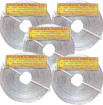 Gaupad Magnesium Metal Ribbon Coil (25 Grams) Lab Study Purpose (Pack of 5)