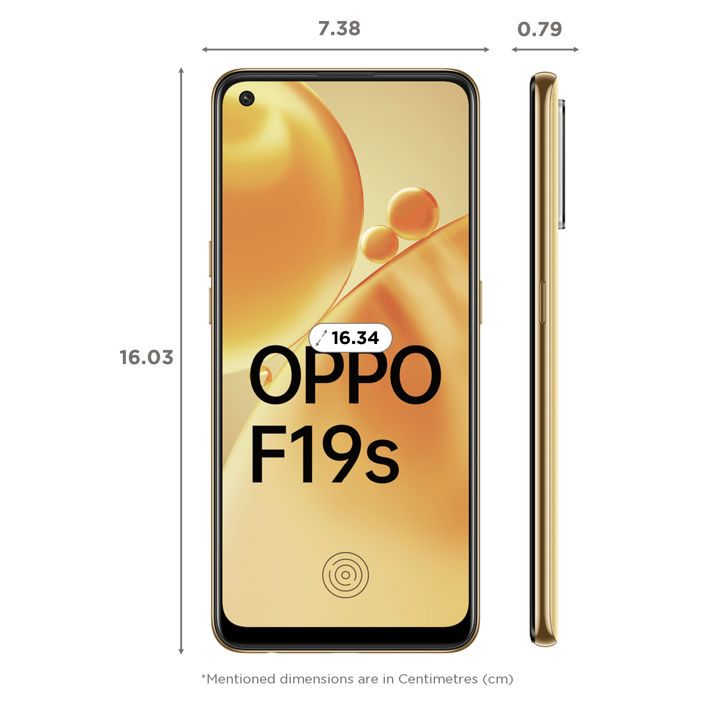 OPPO F19s (6GB RAM, 128GB, Glowing Gold)