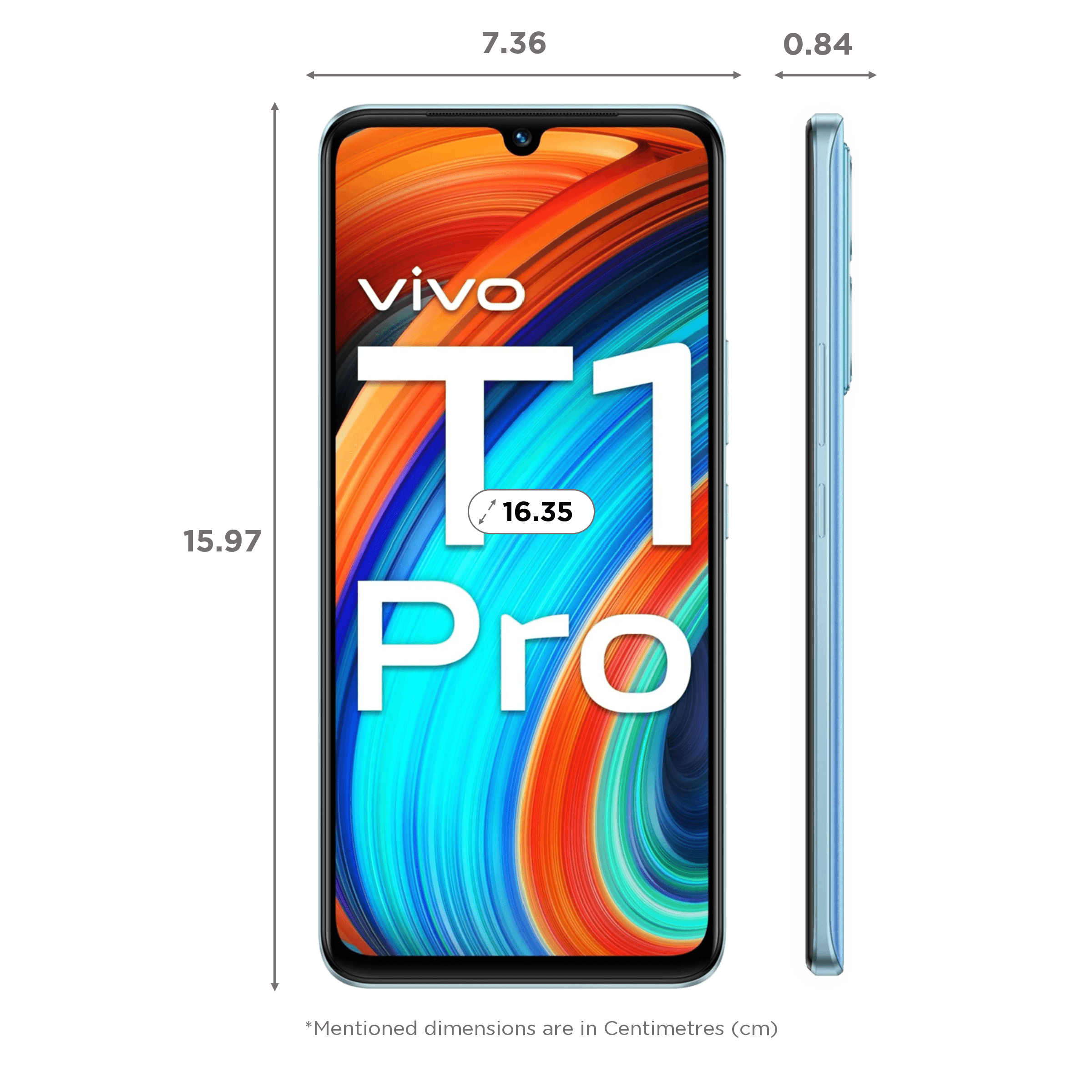 Vivo T1 Pro 5G (128GB ROM, 6GB RAM, PD2193GF_INC, Turbo Cyan)