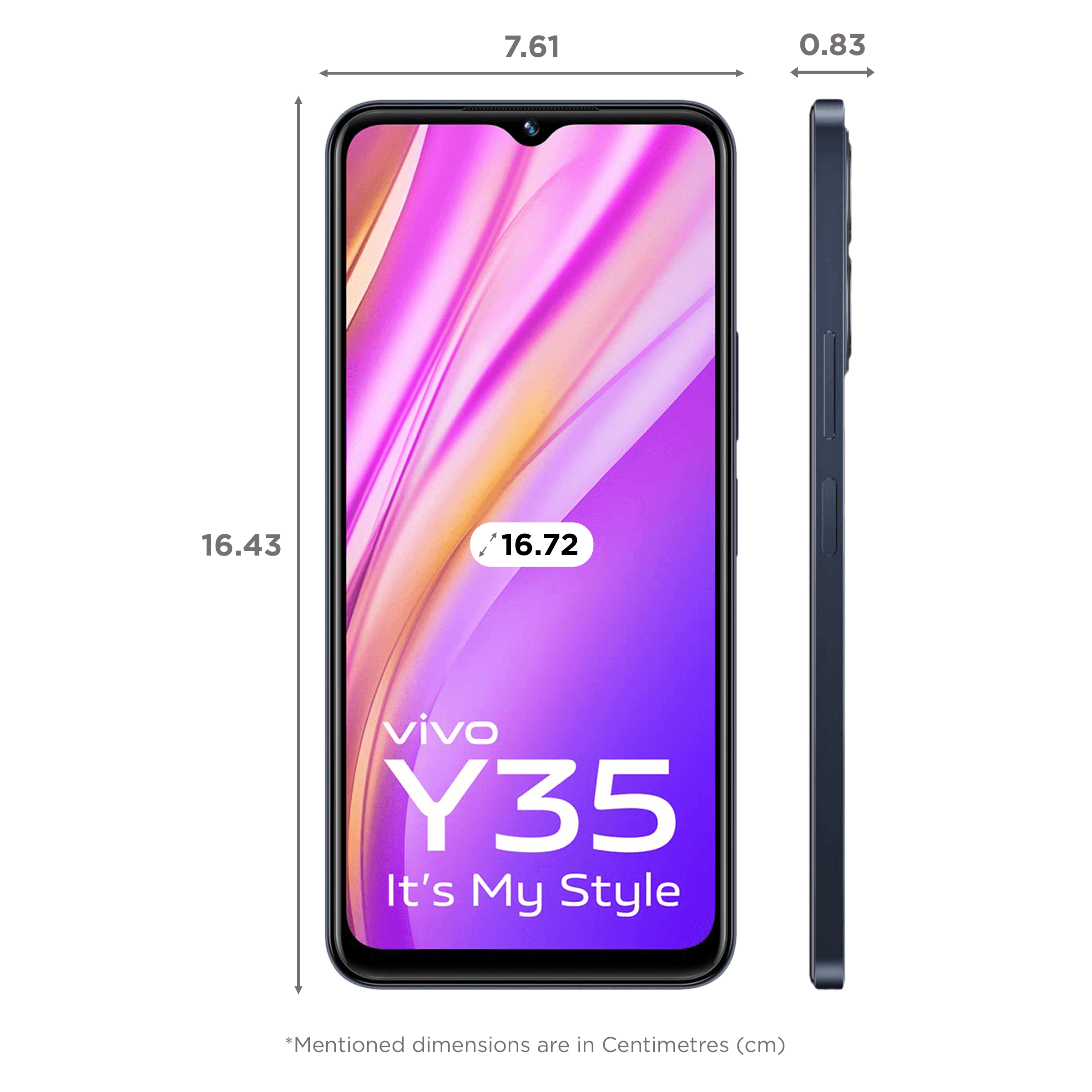 vivo Y35 (8GB RAM, 128GB, Agate Black)