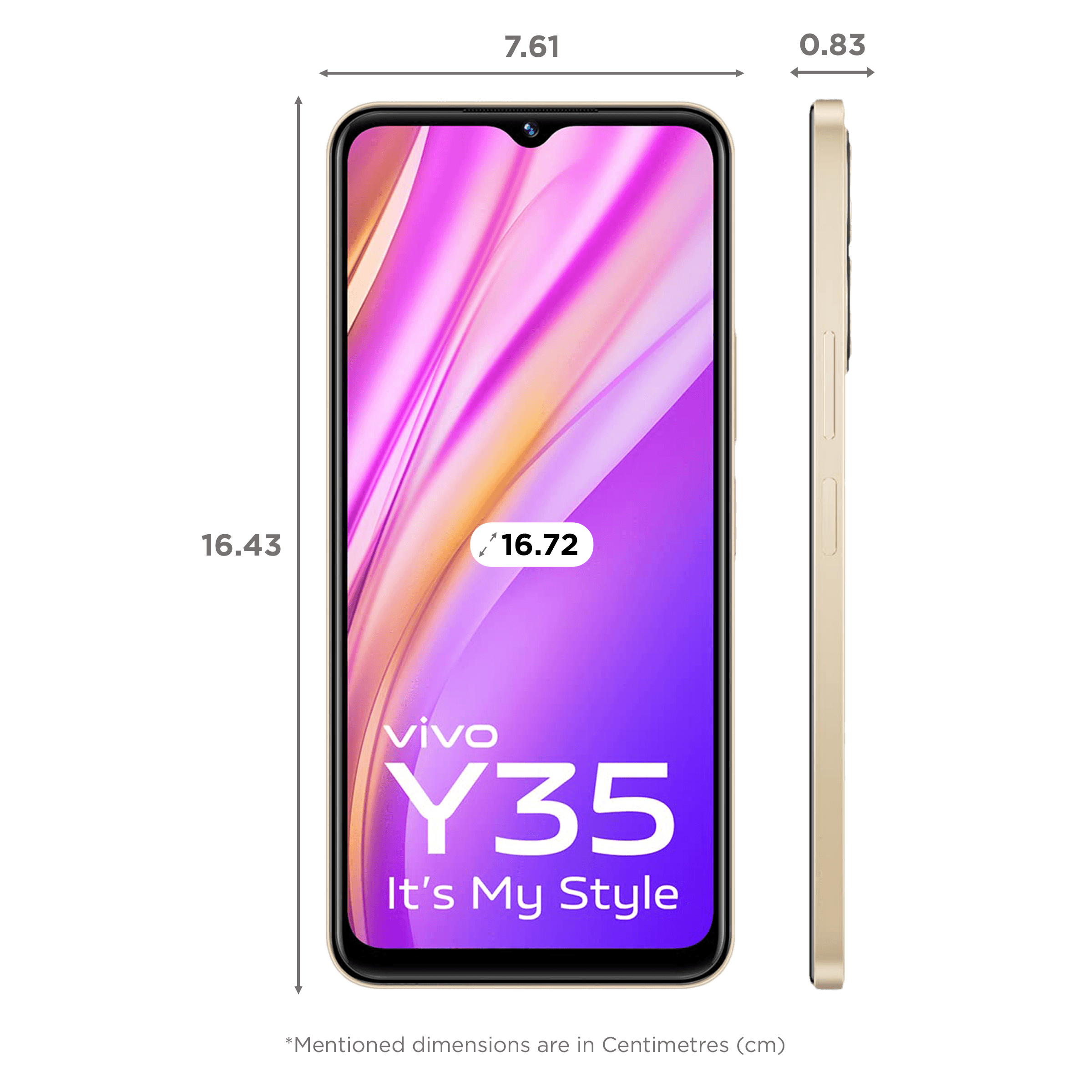 Vivo Y35 (8GB RAM, 128GB, Dawn Gold)