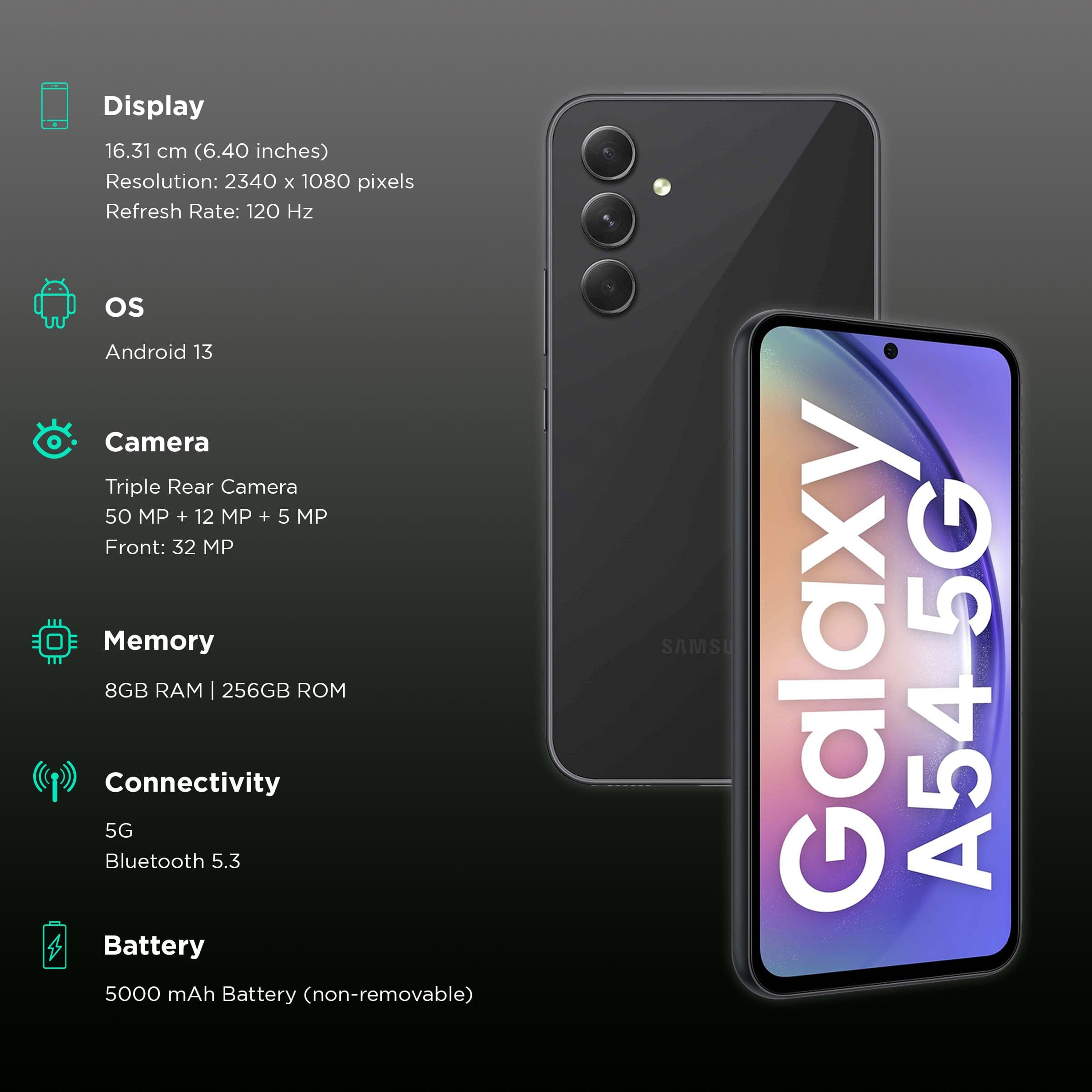 Samsung Galaxy A54 5G (8GB RAM, 256GB, Awesome Graphite)