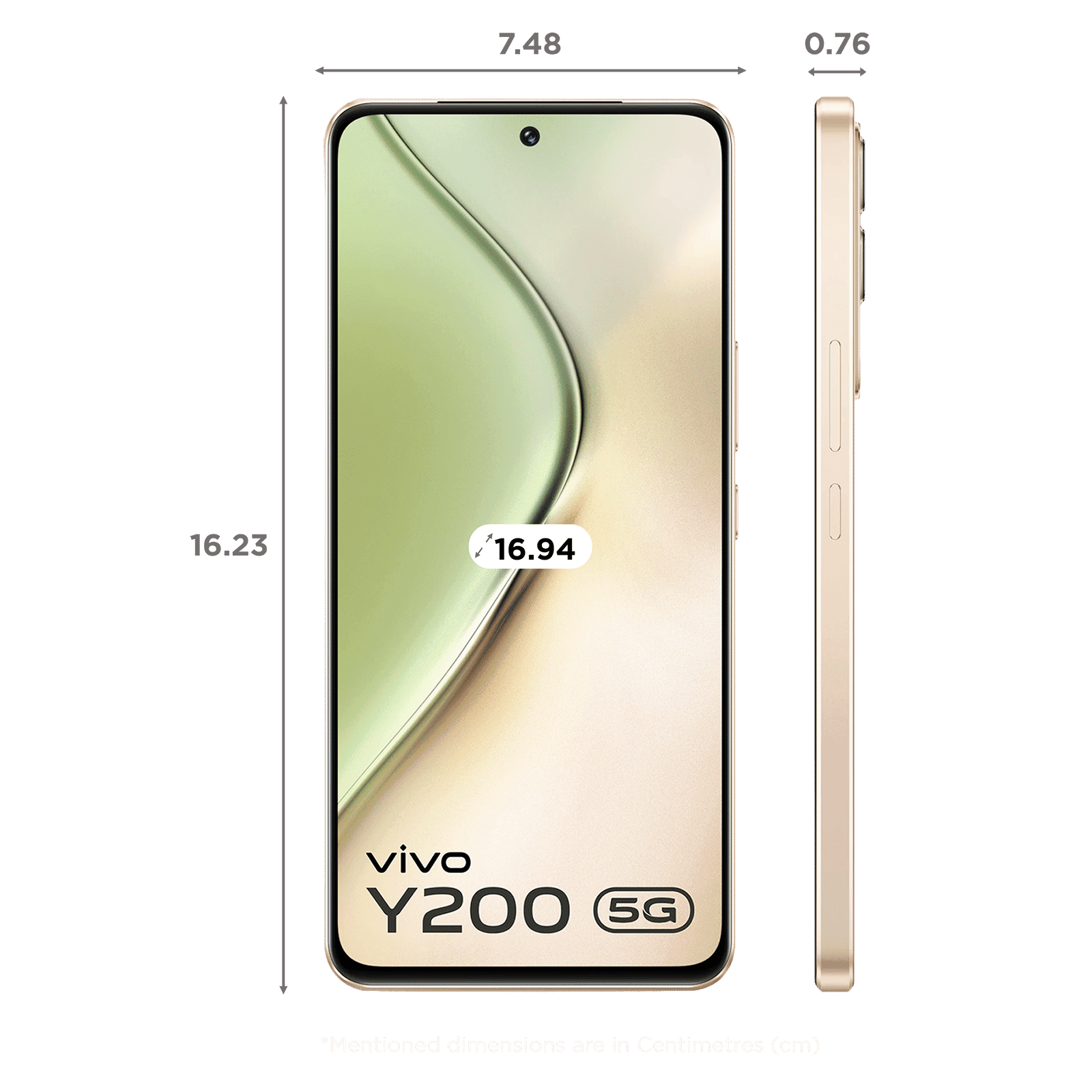 vivo Y200 5G (8GB RAM, 128GB, Desert Gold)