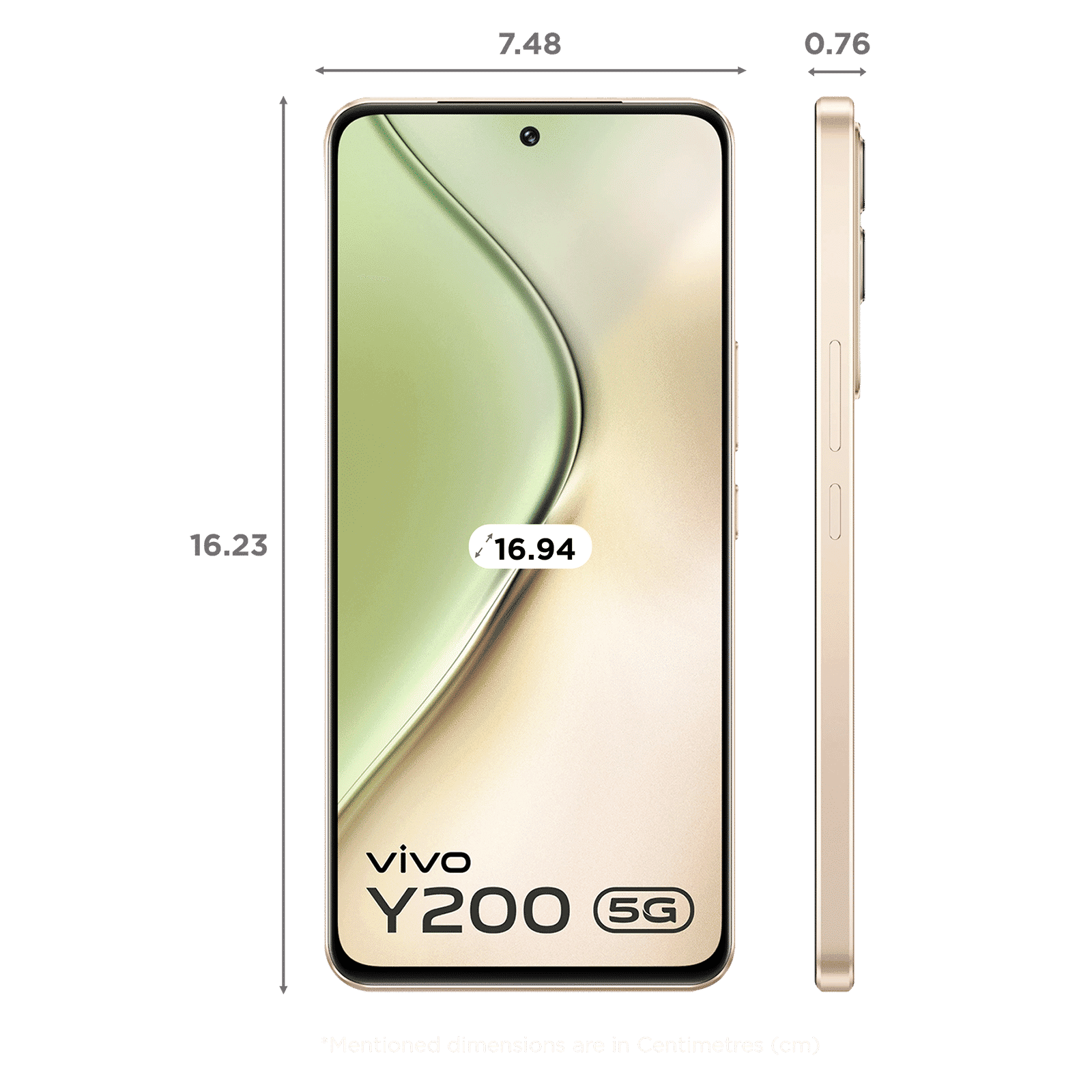 vivo Y200 5G (8GB RAM, 256GB, Desert Gold)