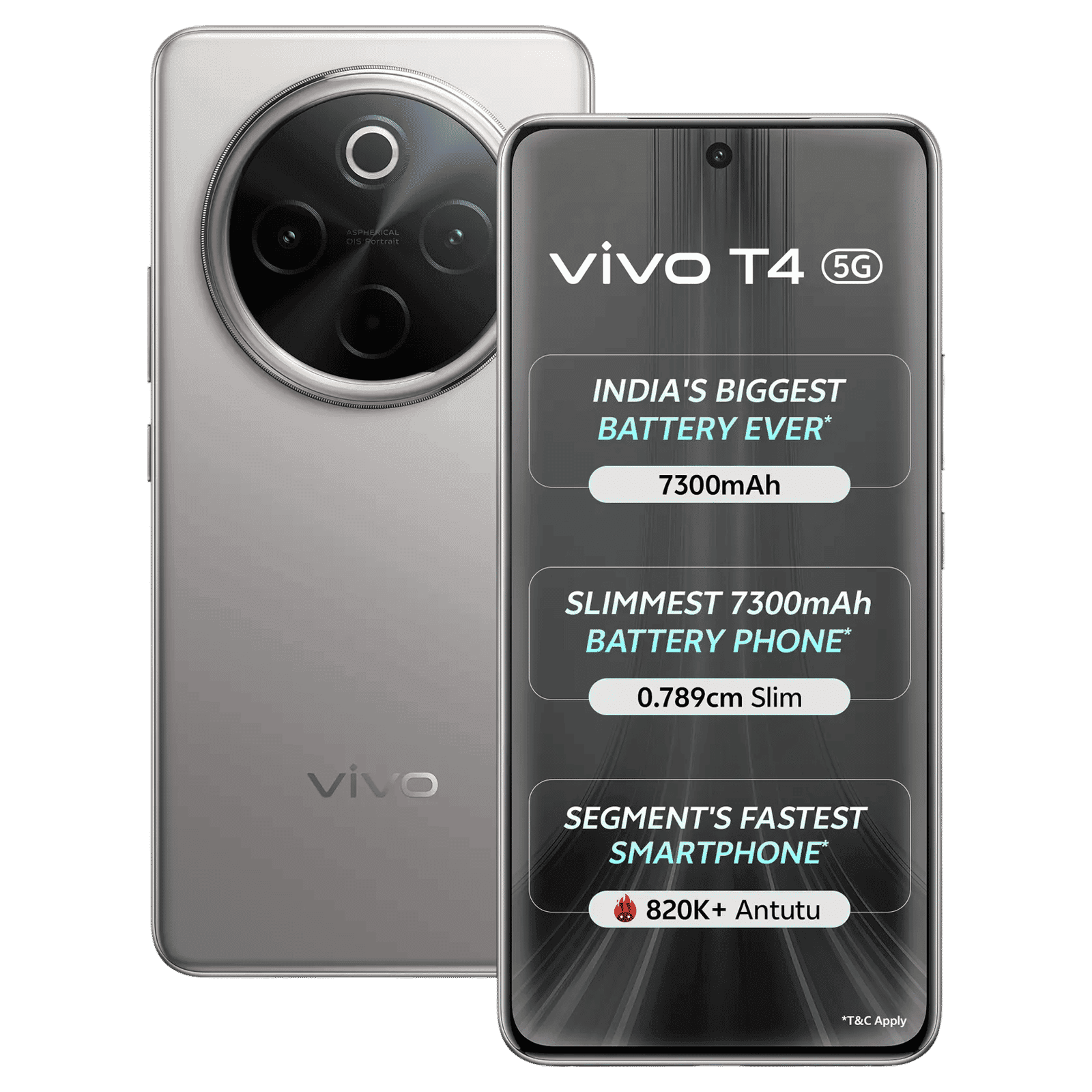 vivo T4 5G (8GB RAM, 256GB, Phantom Grey)