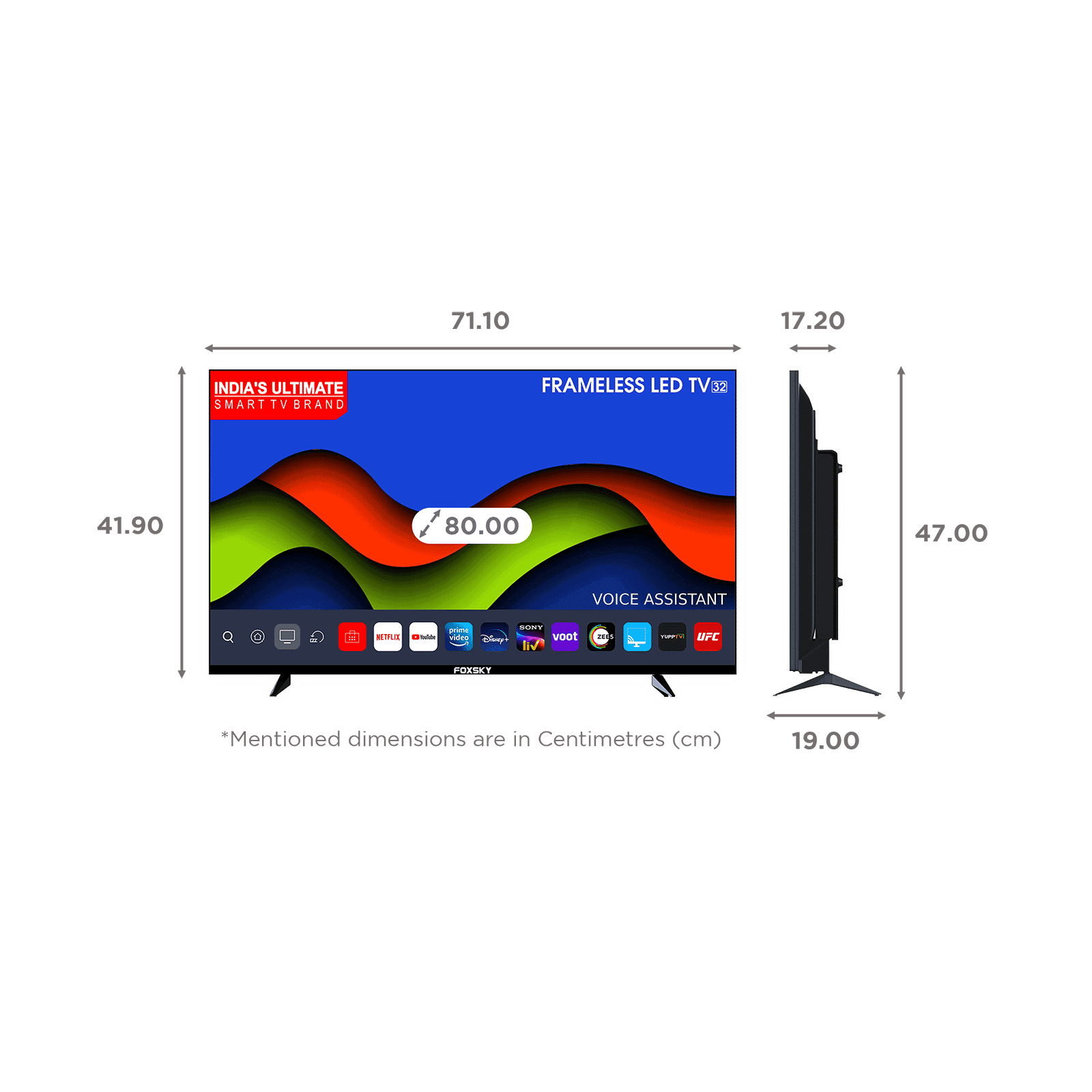 Foxsky 80cm (32 Inches) Full HD LED Android Smart TV (A+ Grade Panel, 32FS-VS, Black)