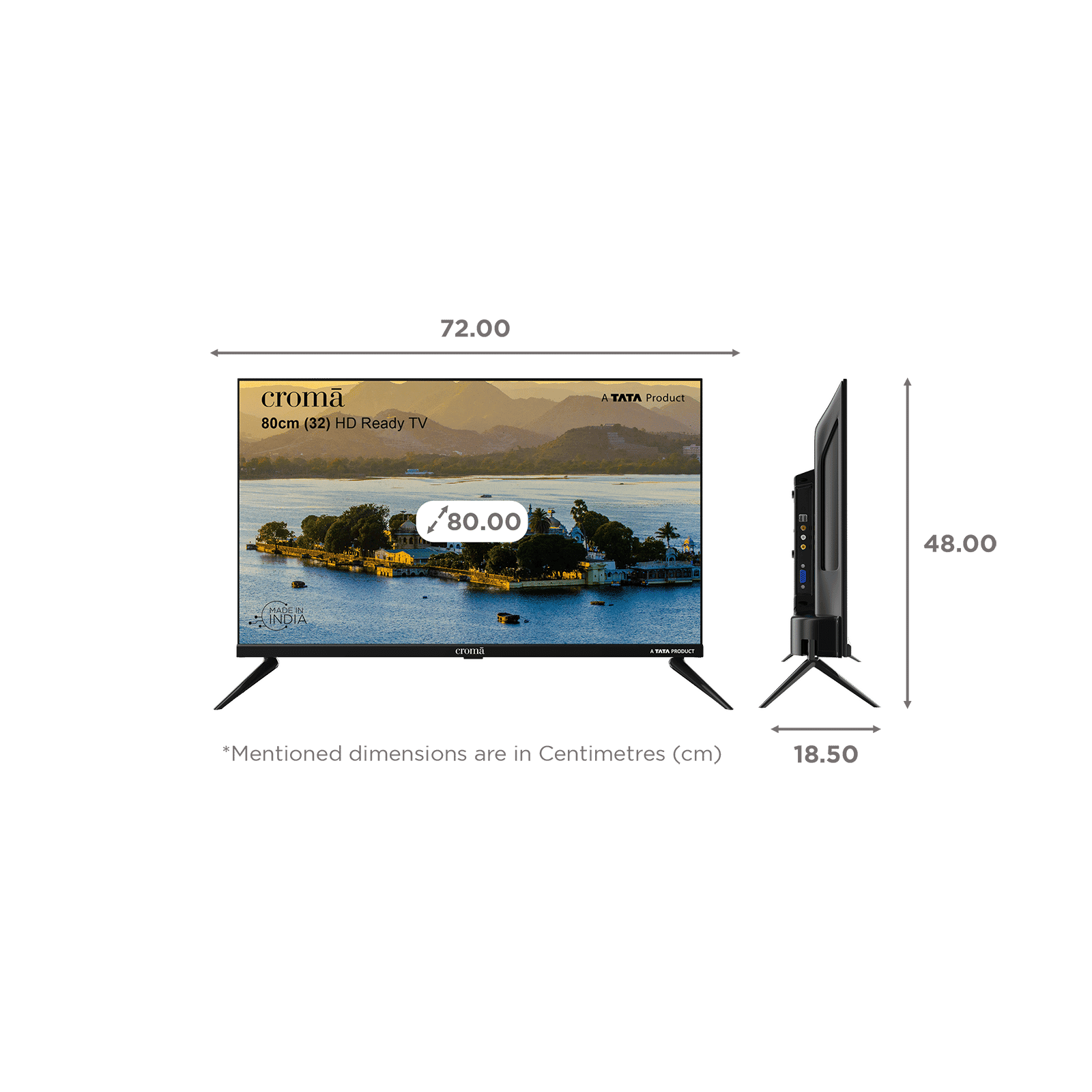 Croma CREL032HBD307601 80 cm (32 inch) HD Ready LED TV with Bezel Less Display (2023 model)