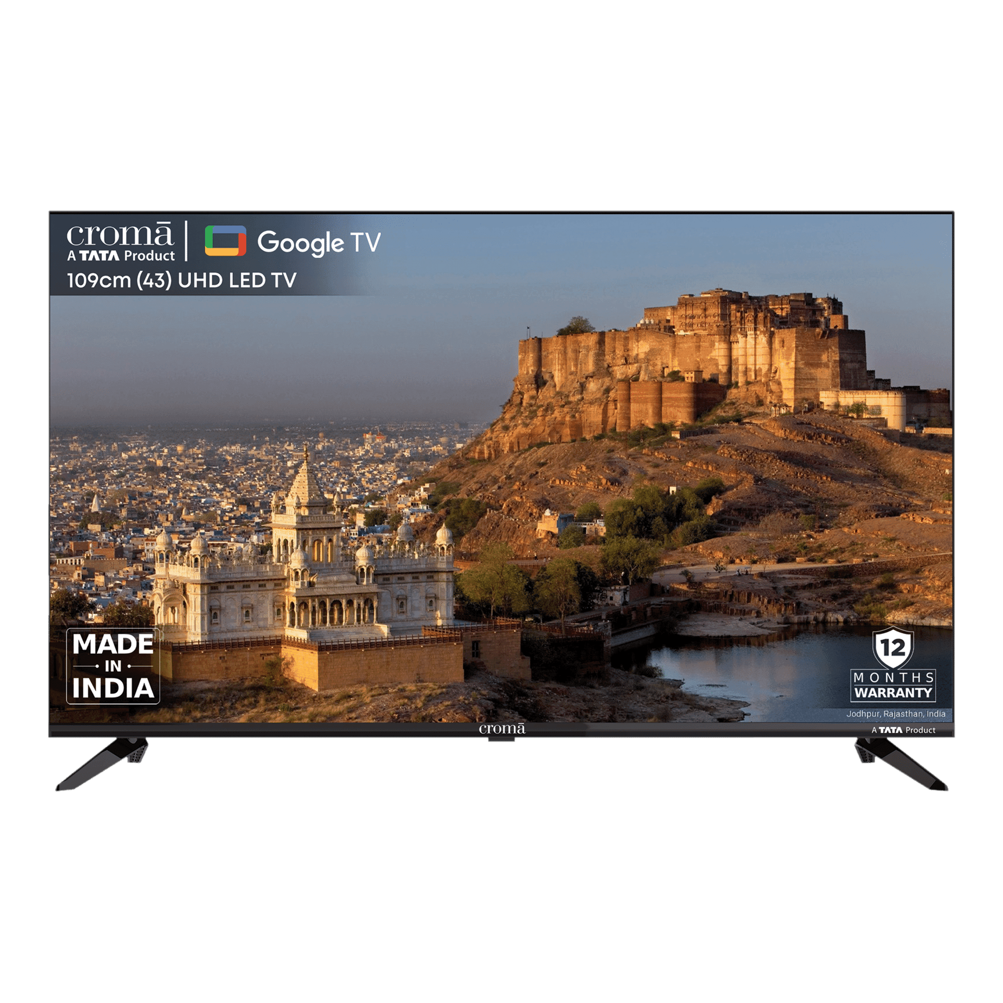 Croma CREL043UGC333801 109 cm (43 inch) 4K Ultra HD LED Google TV with Dolby Audio (2024 model)