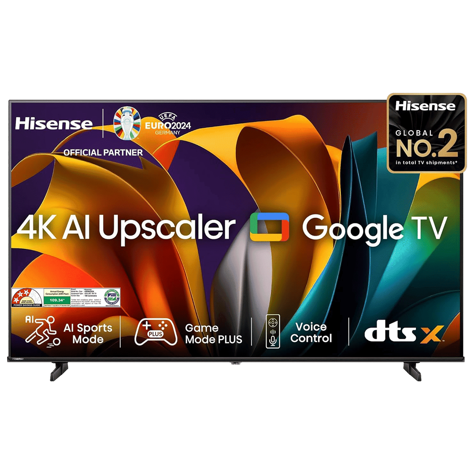 Hisense E6N 108 cm (43 inch) 4K Ultra HD LED Smart Google TV With 4K AI Upscaler (2024 Model)