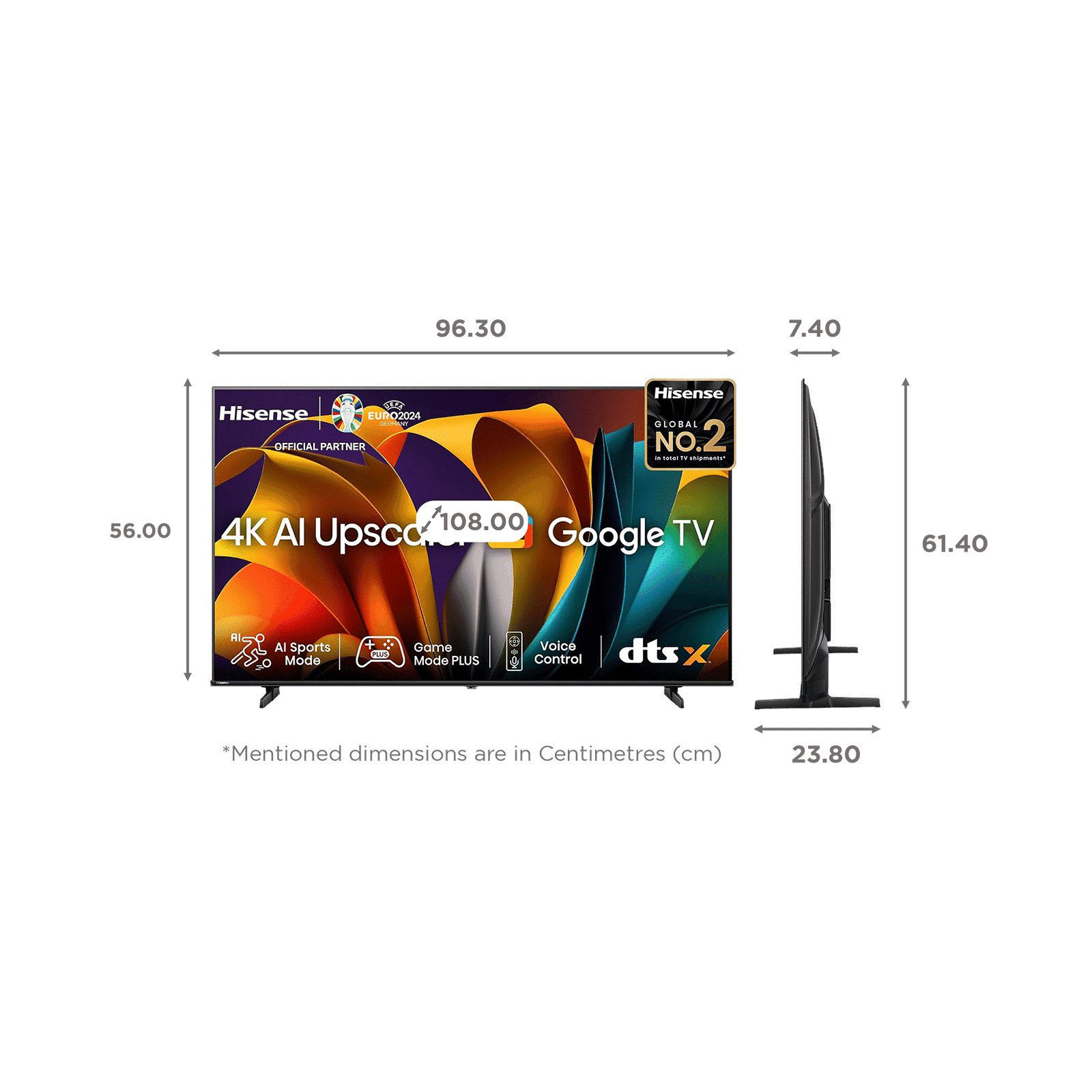 Hisense E6N 108 cm (43 inch) 4K Ultra HD LED Smart Google TV With 4K AI Upscaler (2024 Model)