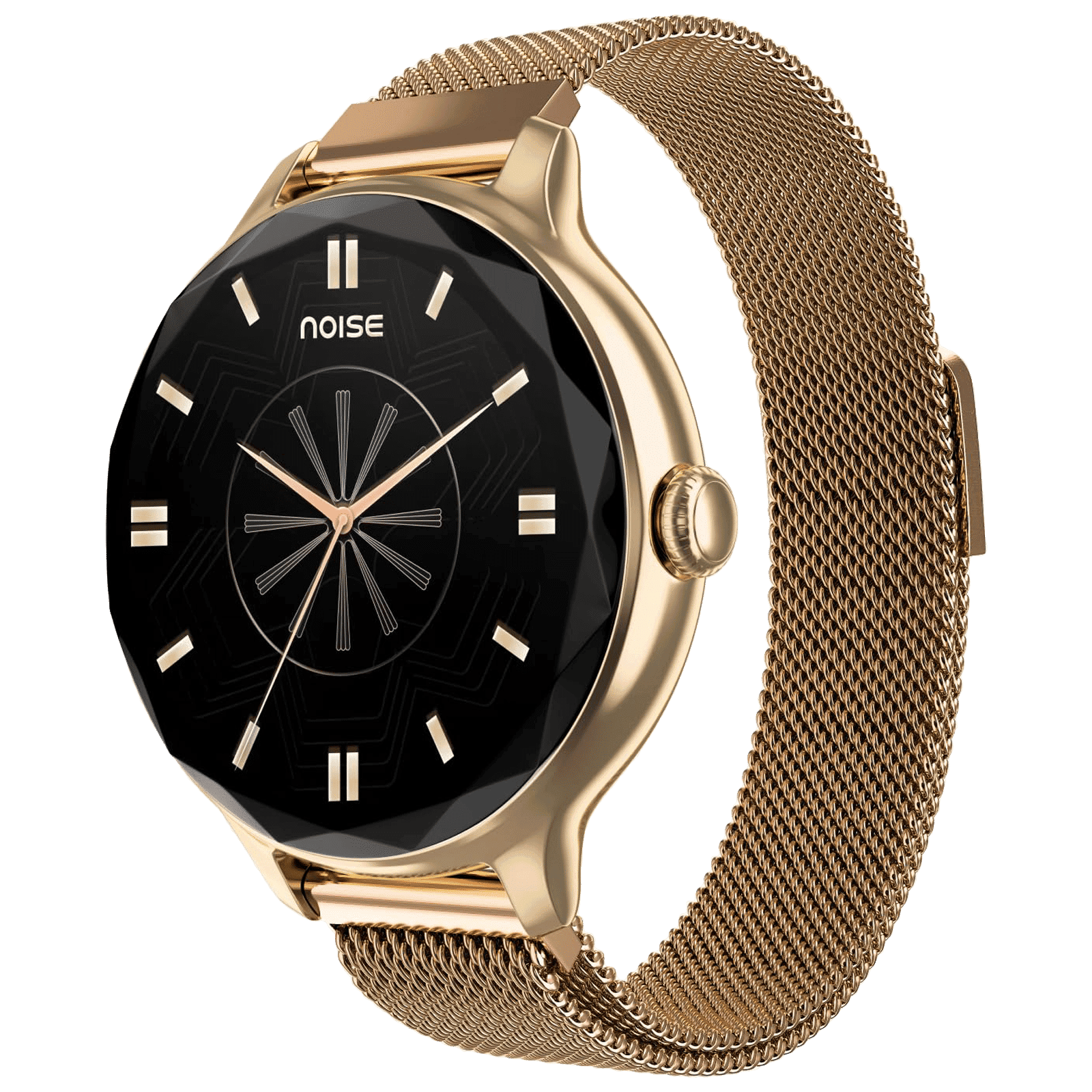 noise NoiseFit Diva Smartwatch with Bluetooth Calling (27.9mm AMOLED Display, Gold Link Strap)