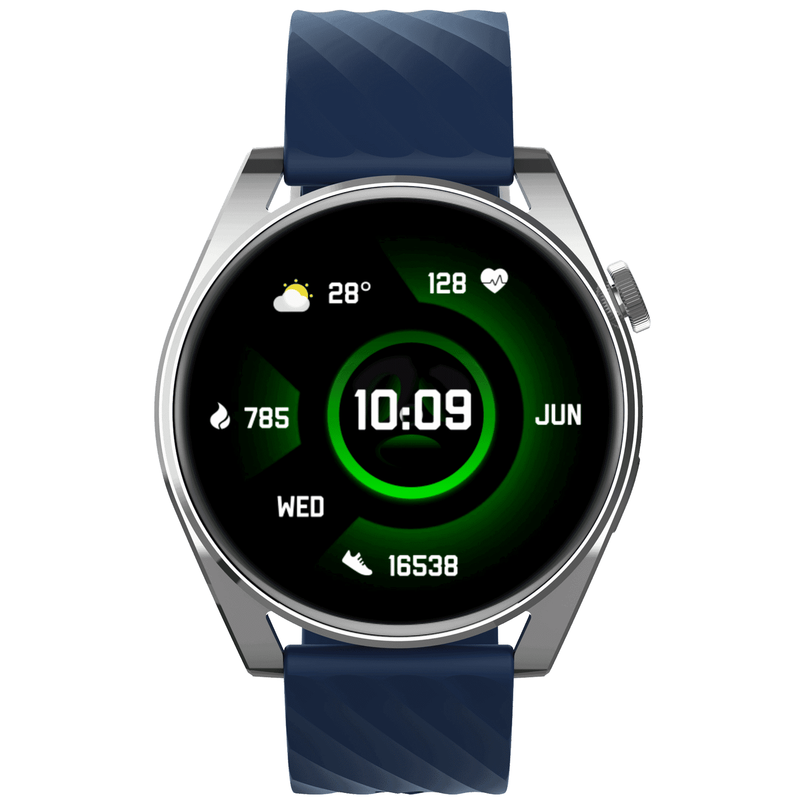 Croma Velocity AR Smartwatch with Bluetooth Calling (36.3mm AMOLED Display, IP68 Water Resistant, Blue Strap)