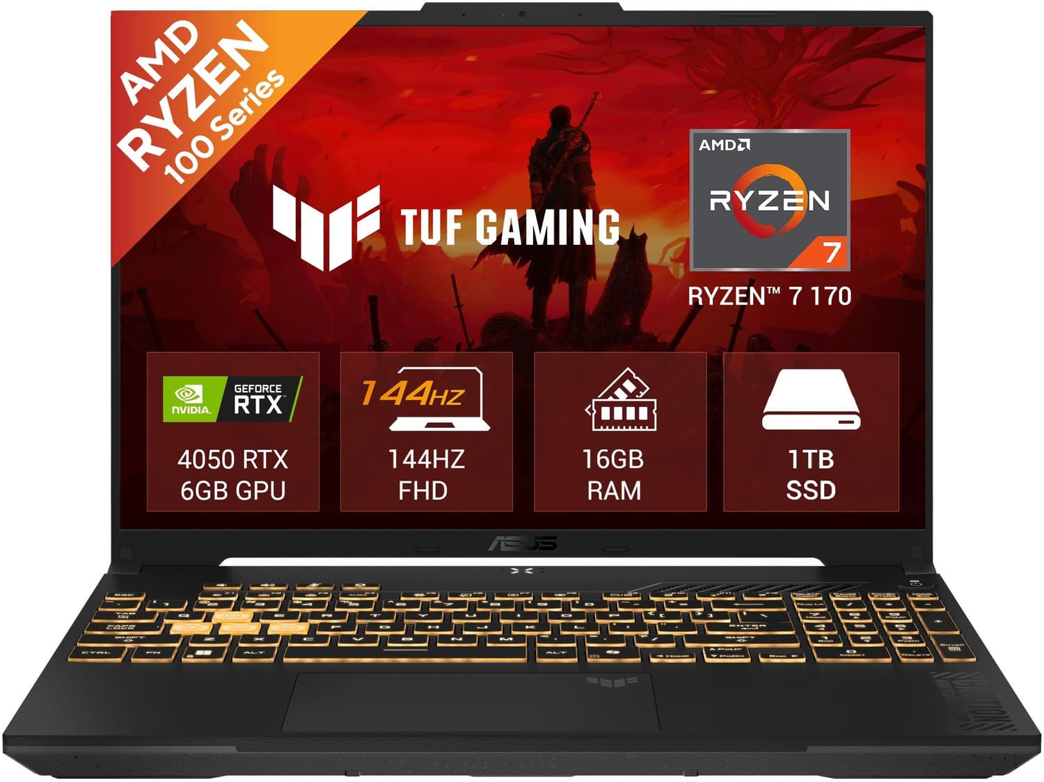 ASUS TUF Gaming A16 (2026) with Office 2024 + M365 Basic AMD Ryzen 7 170 - (16 GB/1 TB SSD/Windows 11 Home/6 GB Graphics/NVIDIA GeForce RTX 4050/144 H...