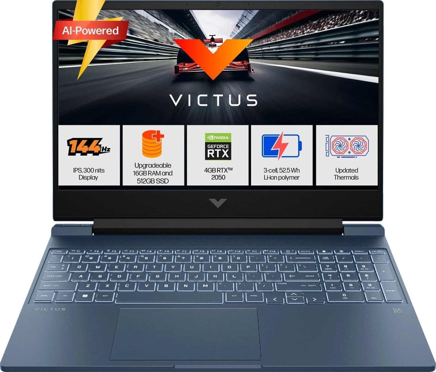 HP Victus AMD Ryzen 5 Hexa Core 8645HS - (16 GB/512 GB SSD/Windows 11 Home/4 GB Graphics/NVIDIA GeForce RTX 2050) fb3003AX Gaming Laptop