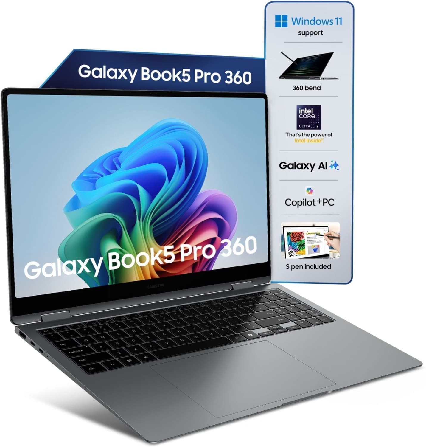SAMSUNG Galaxy Book5 Pro 360 AI PC Full Metal Chasis Intel Core Ultra 7 256V - (16 GB/512 GB SSD/Windows 11 Home) NP960QHA 2 in 1 Laptop