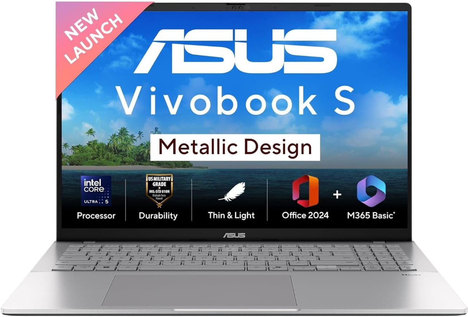 ASUS ASUS Vivobook S16 (2025) with Office 2024 + M365 Basic*, Metal Body*, Intel Core Ultra 5 225H - (16 GB/512 GB SSD/Windows 11 Home) S3607CA-RP065W...