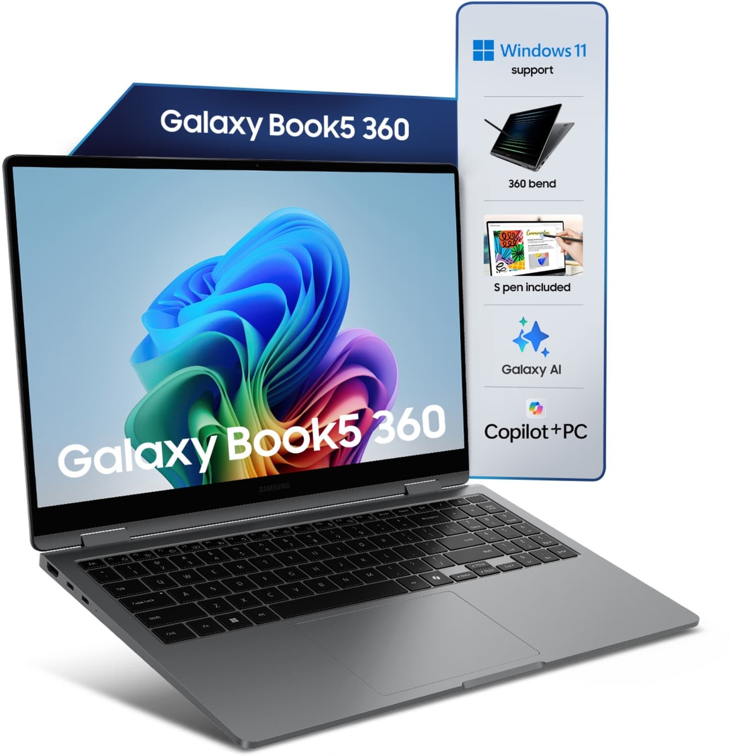Samsung Galaxy Book5 360 AI PC Full Metal Chasis Intel Core Ultra 7 256V - (16 GB/1 TB SSD/Windows 11 Home) NP750QHA 2 in 1 Laptop
